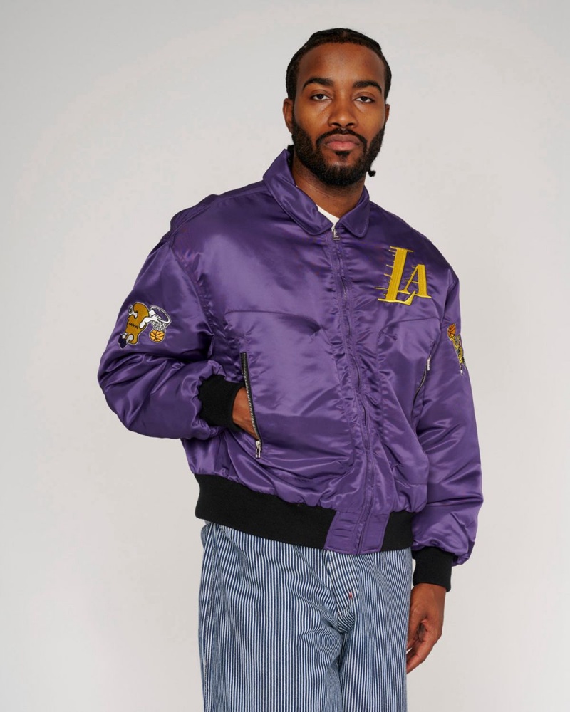 Purple Brain Dead X NBA Los Angeles Lakers Flight Jacket | USA GYDM31945