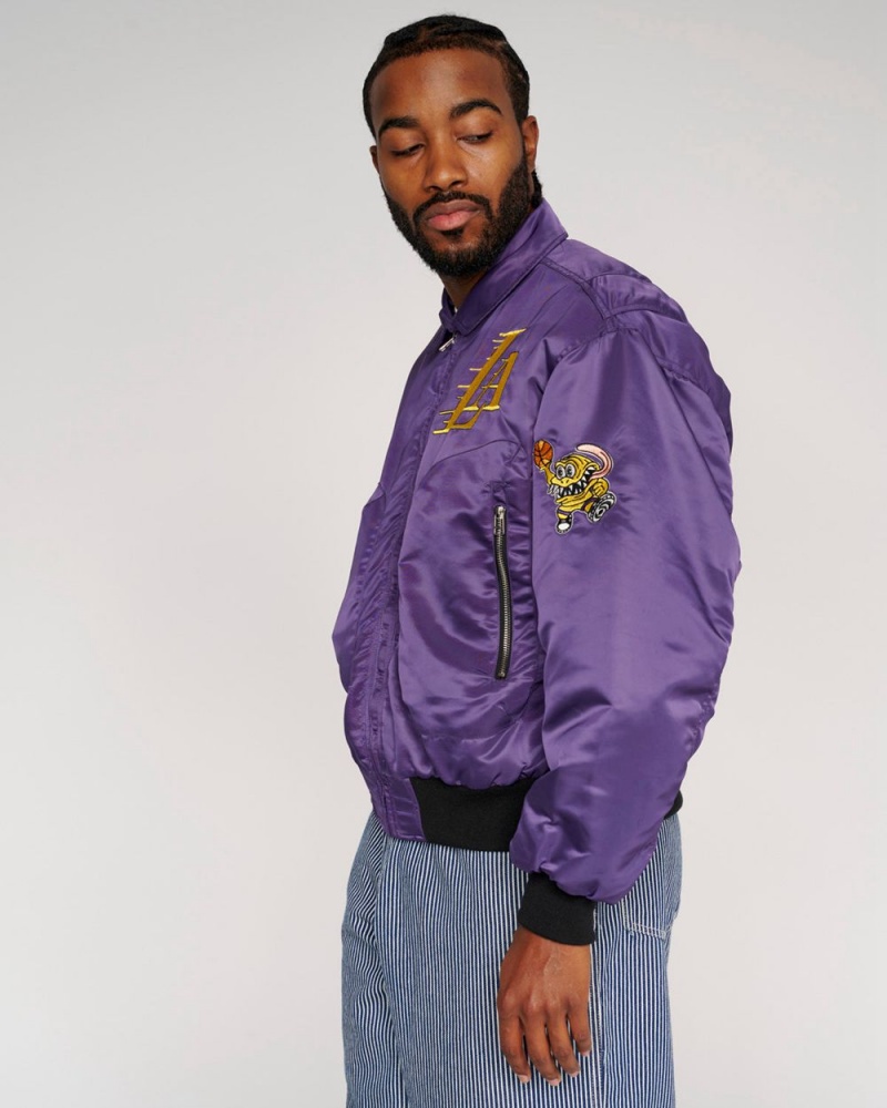 Purple Brain Dead X NBA Los Angeles Lakers Flight Jacket | USA GYDM31945