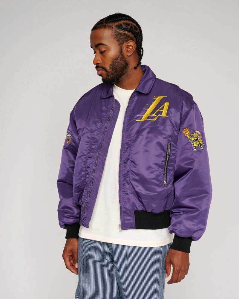 Purple Brain Dead X NBA Los Angeles Lakers Flight Jacket | USA GYDM31945