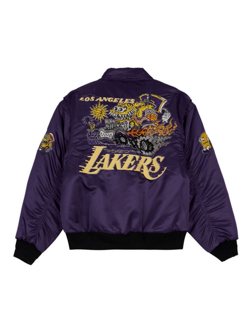 Purple Brain Dead X NBA Los Angeles Lakers Flight Jacket | USA GYDM31945