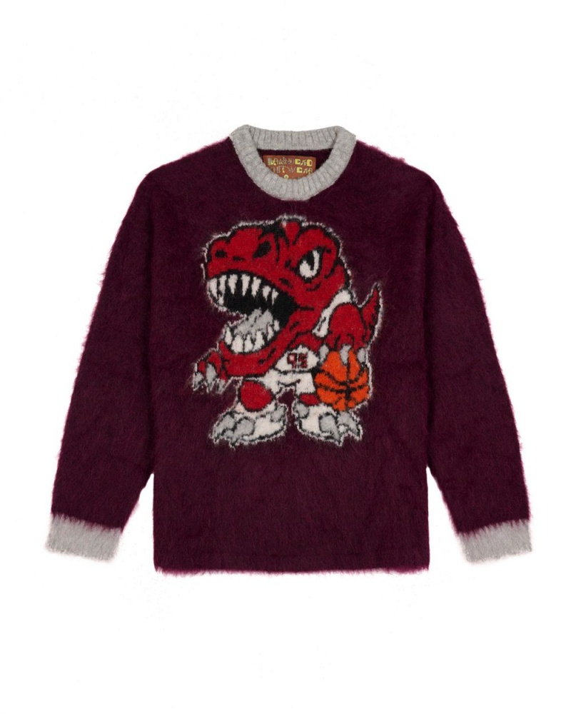 Purple Brain Dead X NBA Toronto Raptors Alpaca Sweater | USA SQPF01726