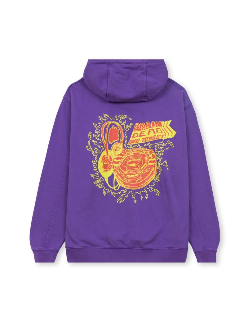 Purple Brain Dead X Them Shred Technology Sweatshirt Hoodie | USA MDUC13865