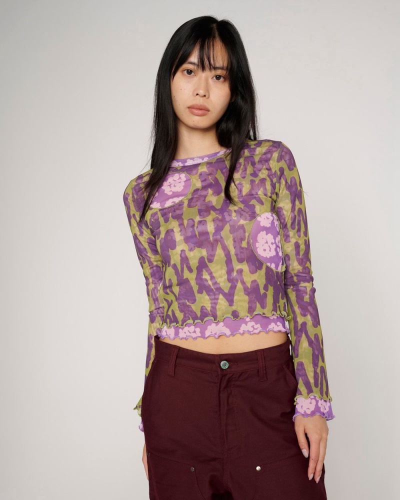 Purple Brain Dead Yumiko Layered Hyper Mesh T-Shirt | USA STFA92518