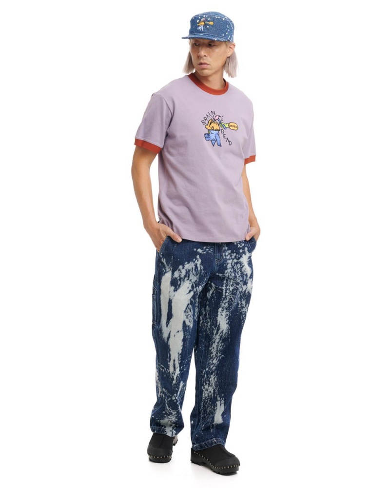 Purple Grey Brain Dead Dickies Hard Hat Embroidered Ringer T-Shirt | USA EYHN36410