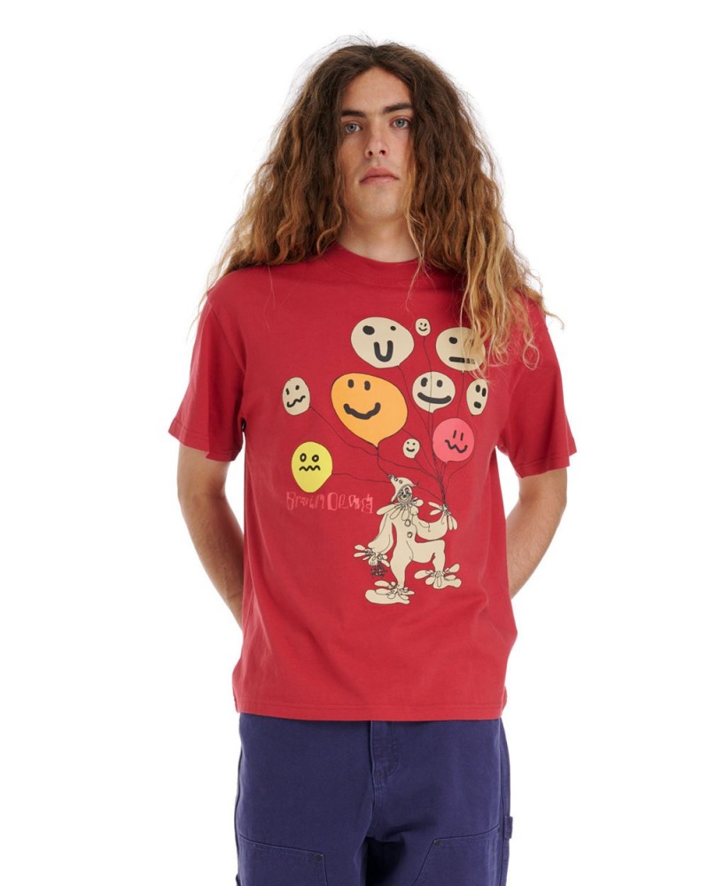 Red Brain Dead Balloon Man T-Shirt | USA MVBJ18642