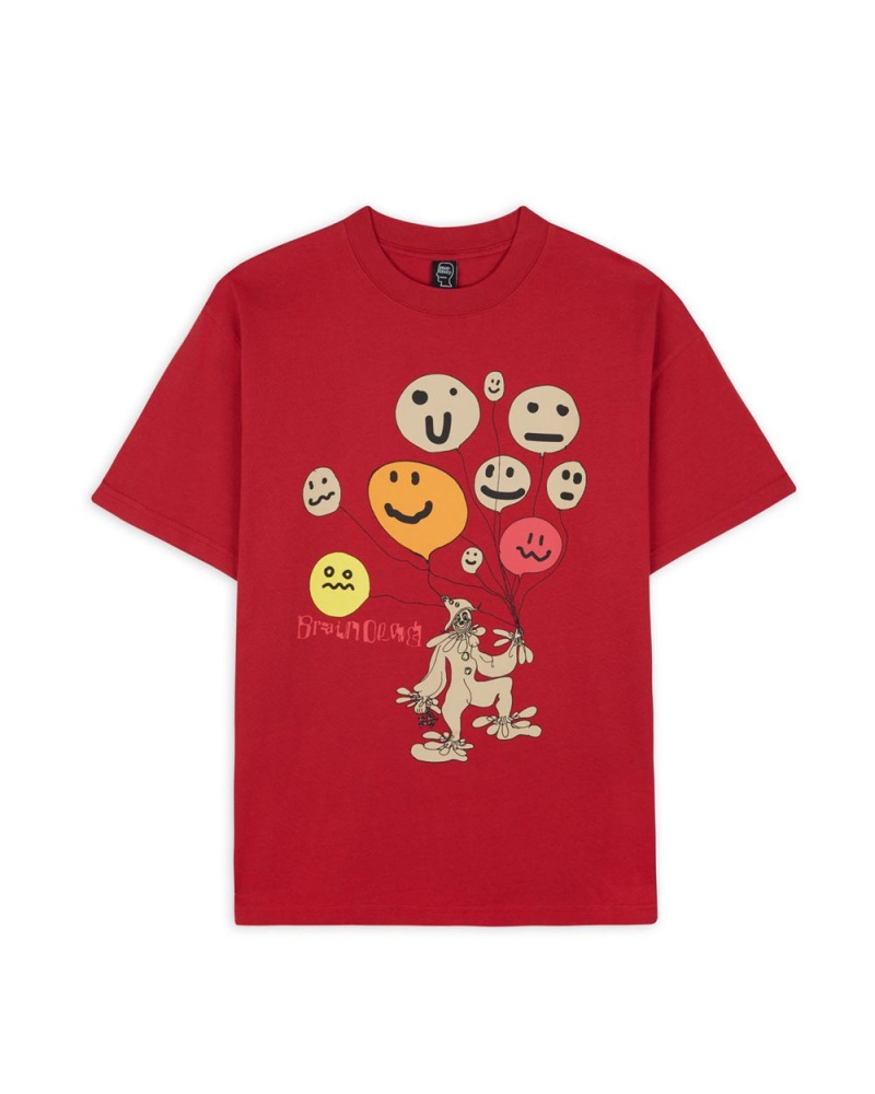 Red Brain Dead Balloon Man T-Shirt | USA MVBJ18642