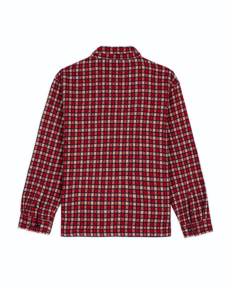 Red Brain Dead Check Mate Flannel Zip Shirt | USA LUOM75486