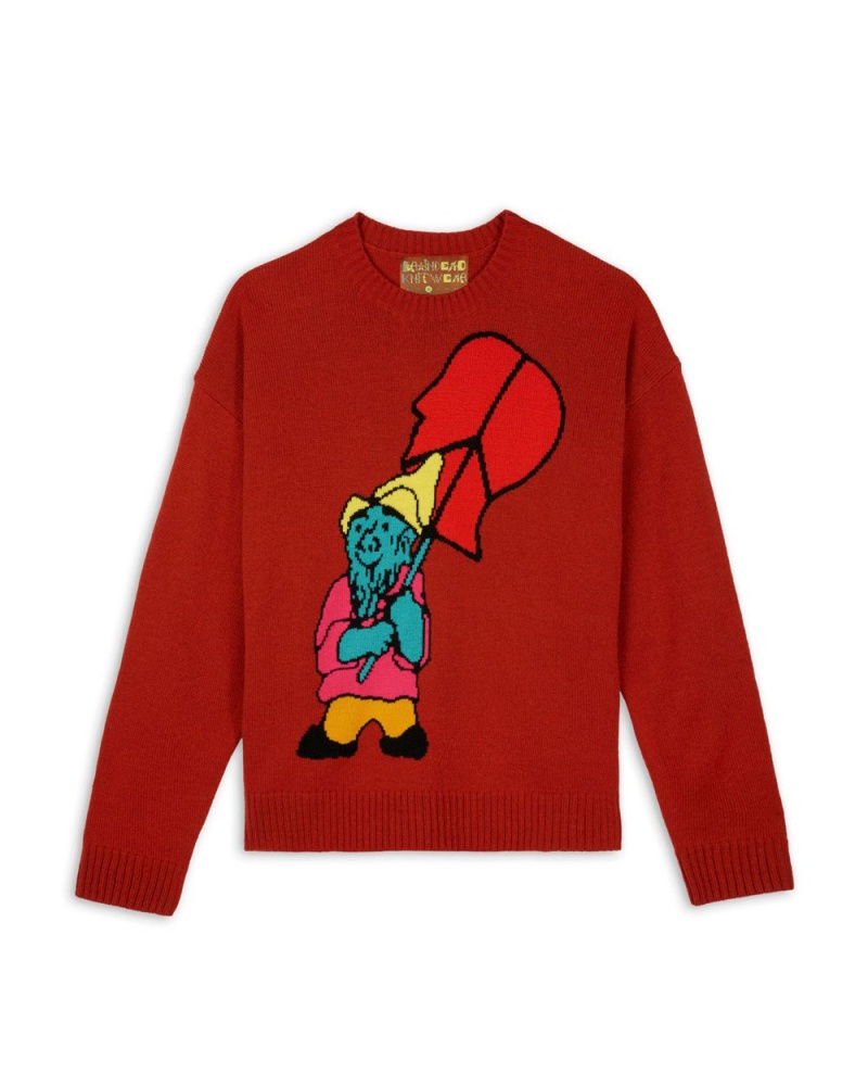 Red Brain Dead Gnome Sweater | USA HUDR61532