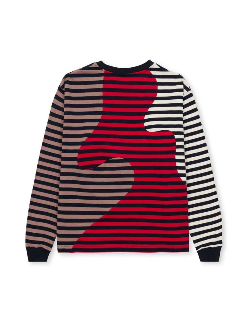 Red Brain Dead Organic Paneled Stripe Long Sleeve T-Shirt | USA DQSY17542