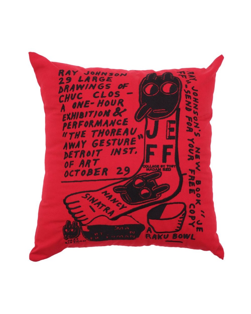 Red Brain Dead X Ray Johnson Embroidered Couch Cushion Pillow Homeware | USA RTDA93875