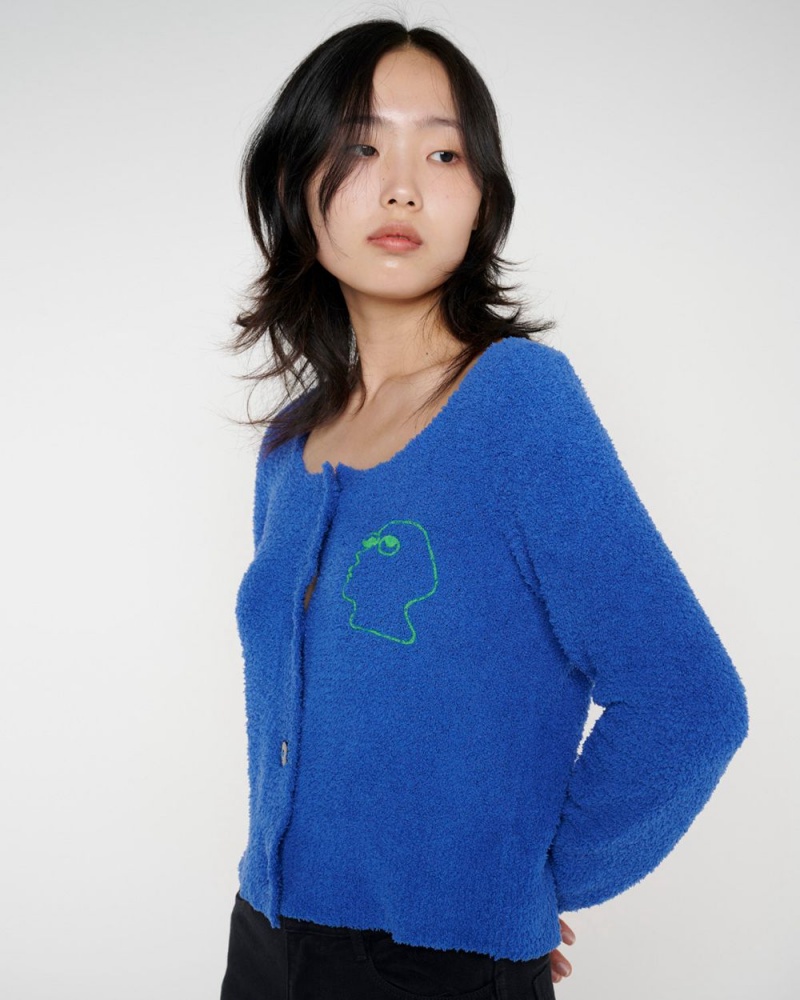 Royal Blue Brain Dead Mantis Pill Cardigan | USA DSQH31479