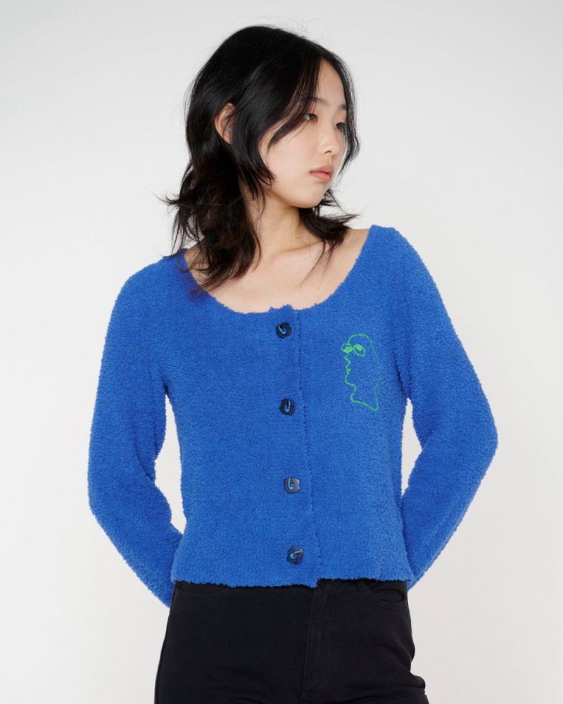 Royal Blue Brain Dead Mantis Pill Cardigan | USA DSQH31479