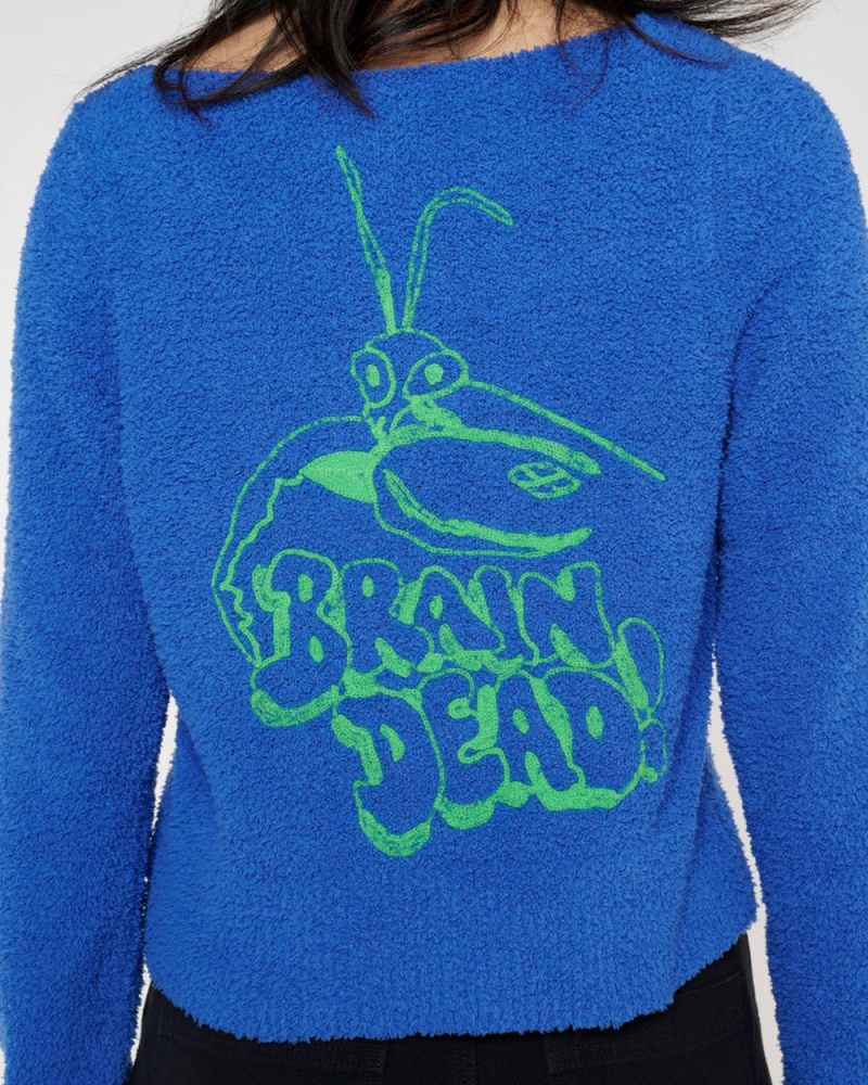 Royal Blue Brain Dead Mantis Pill Cardigan | USA DSQH31479