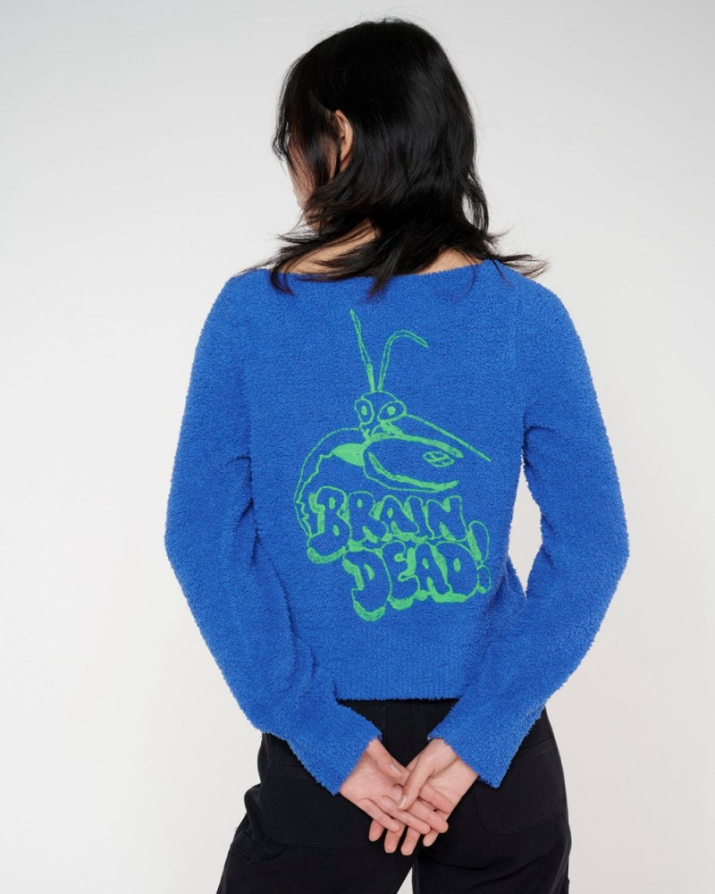 Royal Blue Brain Dead Mantis Pill Cardigan | USA DSQH31479