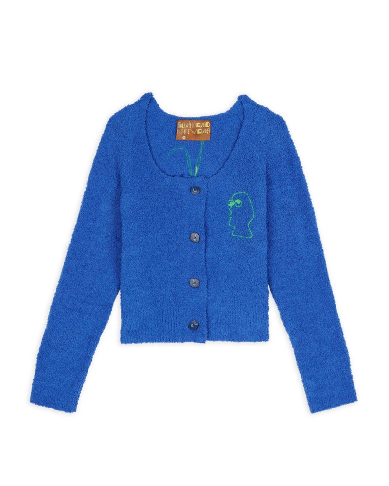 Royal Blue Brain Dead Mantis Pill Cardigan | USA DSQH31479