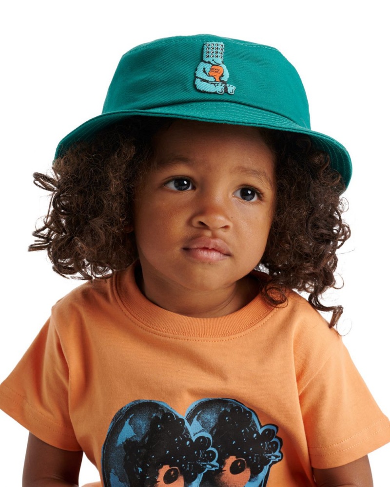 Turquoise Brain Dead Bear Brain Kids Bucket Hat | USA NHEA47508