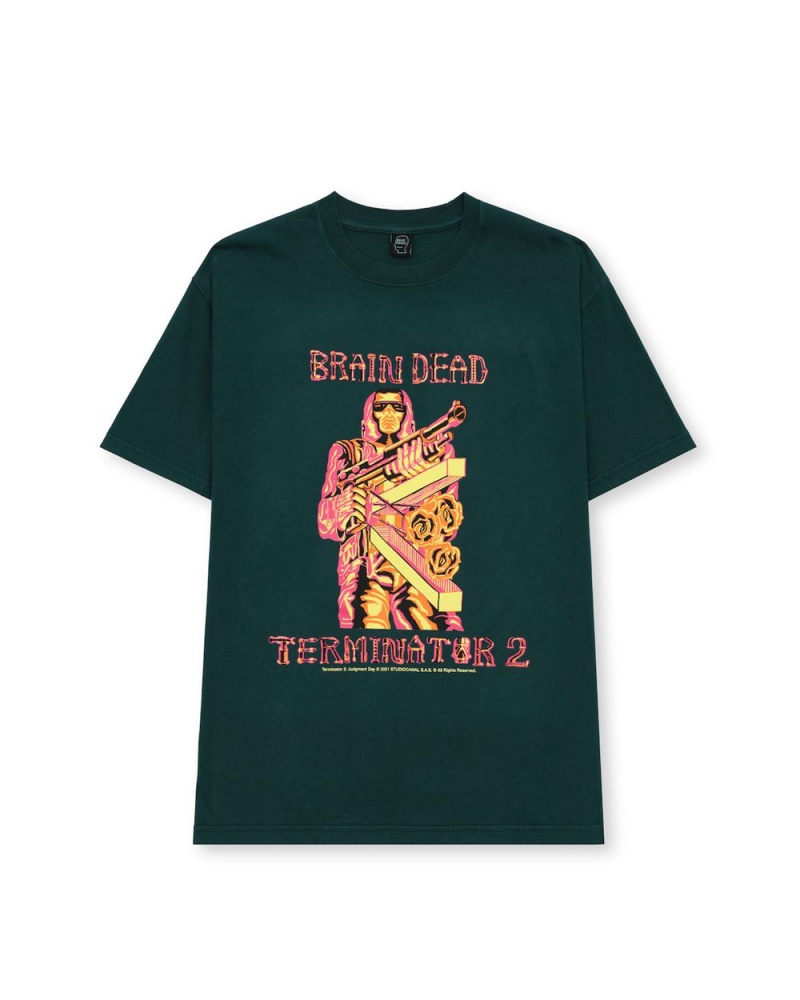 Turquoise Brain Dead Terminator Roses T-Shirt | USA WFQM42365