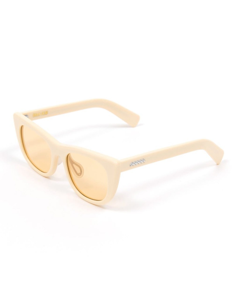 White Beige Brain Dead Natto Post Modern Primitive Eye Protection Sunglasses | USA VUWO50617