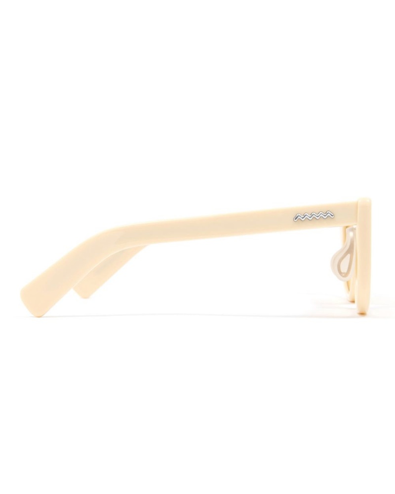 White Beige Brain Dead Natto Post Modern Primitive Eye Protection Sunglasses | USA VUWO50617