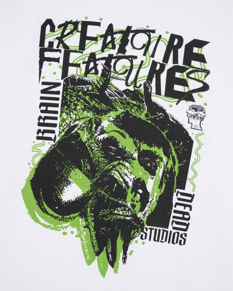 White Brain Dead Bd Studios Creature Features T-Shirt | USA YKRF47693