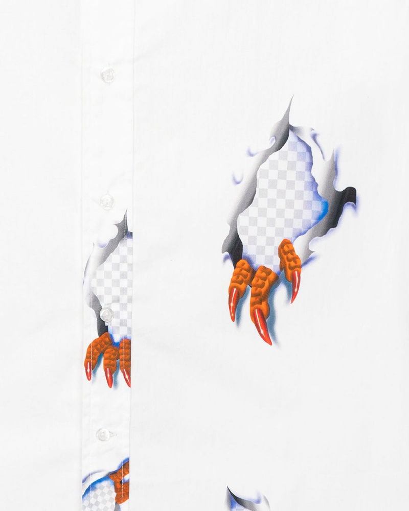 White Brain Dead Claw Button Up Shirt | USA TPHA98174