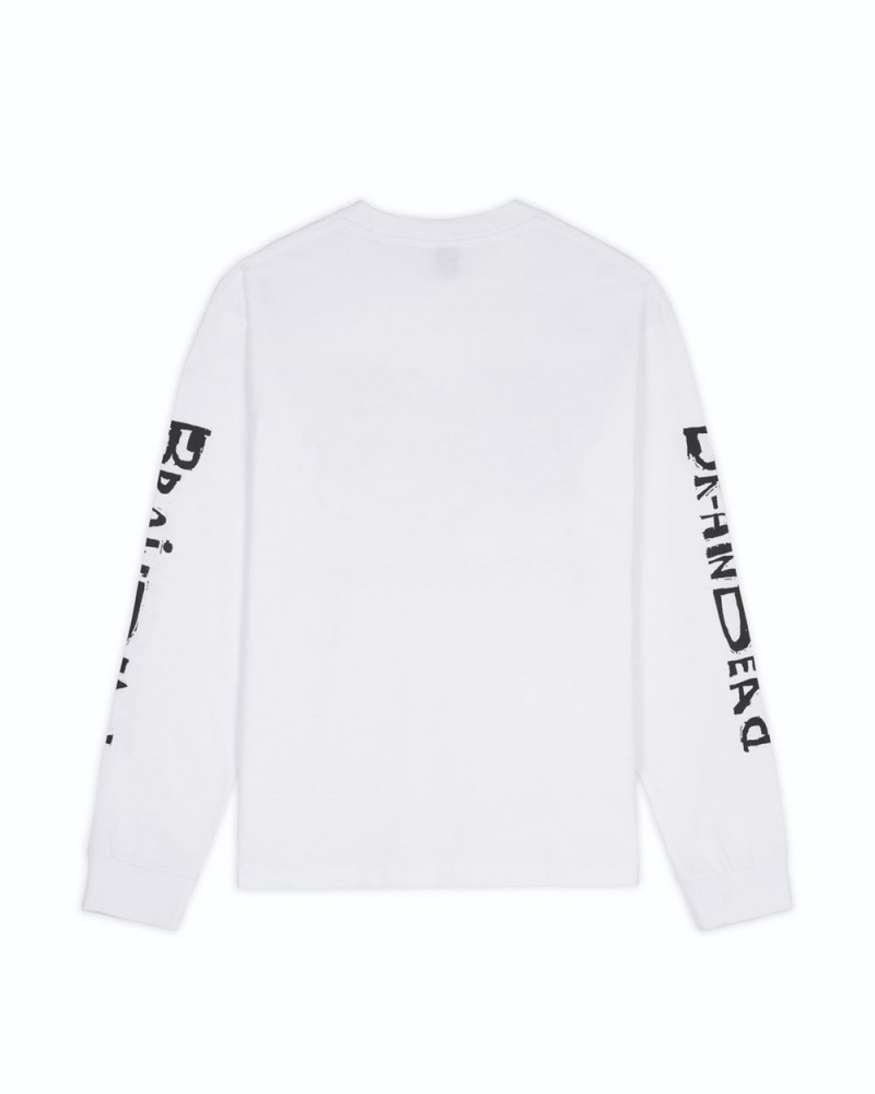 White Brain Dead Conscious Control Long Sleeve T-Shirt | USA KDZC17290