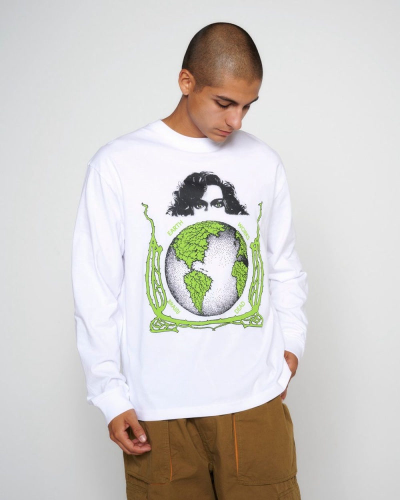 White Brain Dead Conspiracy Long Sleeve T-Shirt | USA RJPC49367