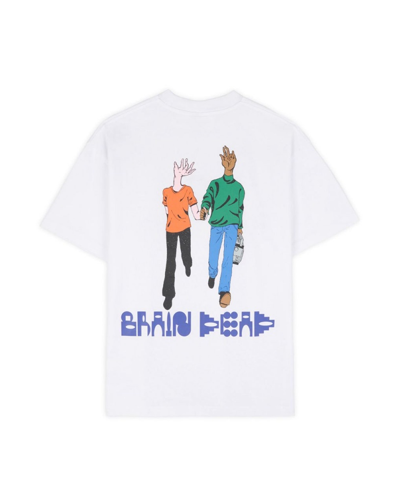 White Brain Dead Handheld T-Shirt | USA ENQK02786