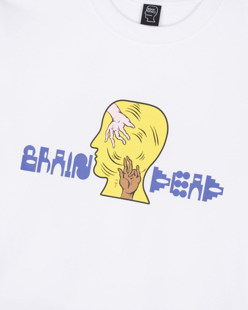 White Brain Dead Handheld T-Shirt | USA ENQK02786