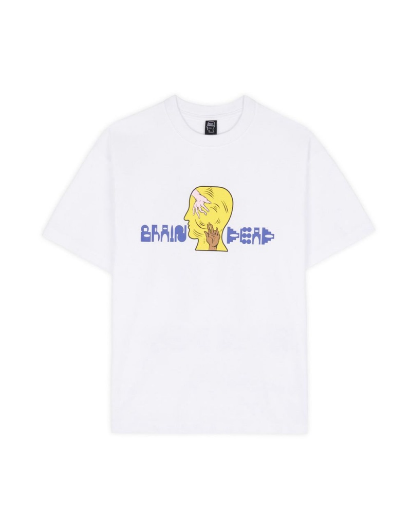 White Brain Dead Handheld T-Shirt | USA ENQK02786