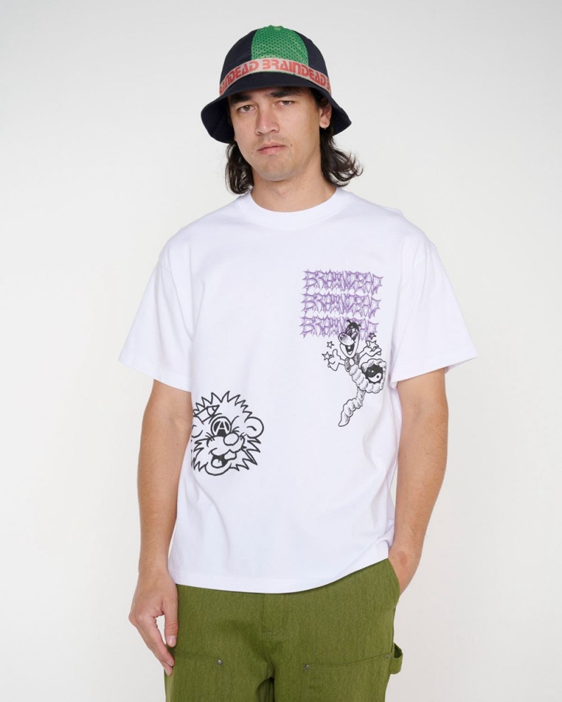 White Brain Dead Jiblets T-Shirt | USA RCMG32591