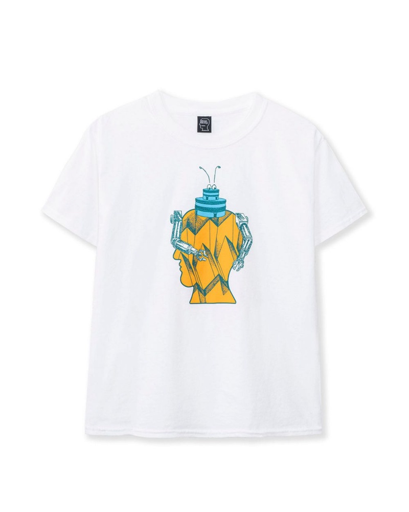 White Brain Dead Kids Mechabug T-Shirt | USA GKXY15026