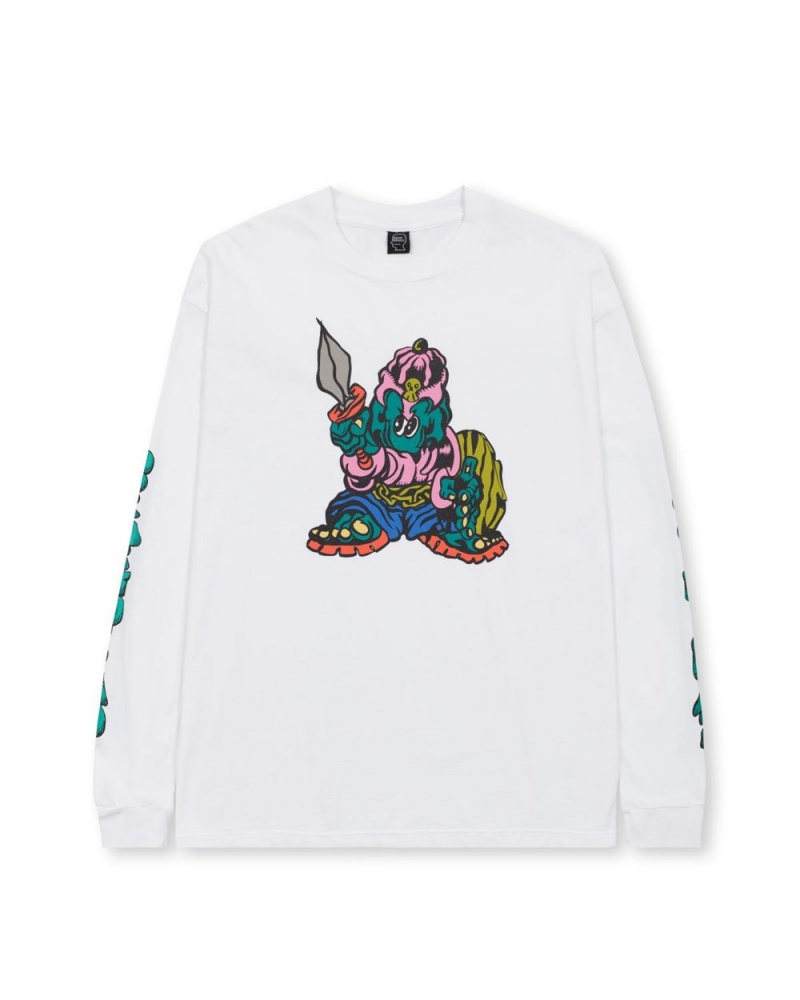 White Brain Dead Little Barbarian Long Sleeve T-Shirt | USA YXEL91607