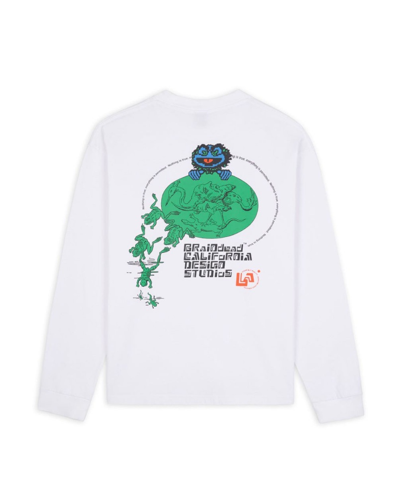 White Brain Dead Permit Everything Long Sleeve T-Shirt | USA KQWA08679