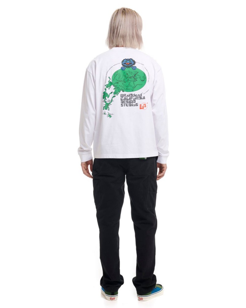 White Brain Dead Permit Everything Long Sleeve T-Shirt | USA KQWA08679