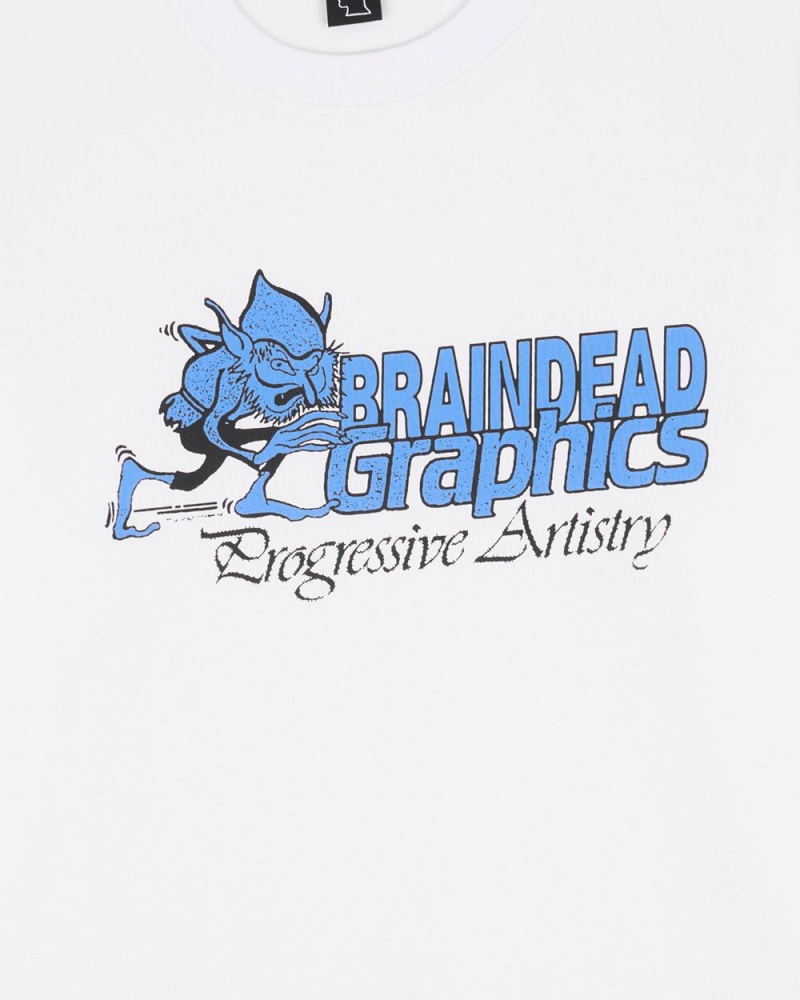 White Brain Dead Progressive Artistry T-Shirt | USA UFAT78243