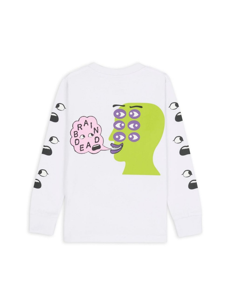 White Brain Dead Snails And Snot Kids Long Sleeve T-Shirt | USA JYEL64075