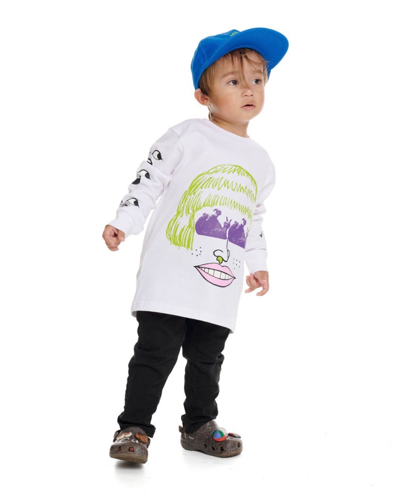 White Brain Dead Snails And Snot Kids Long Sleeve T-Shirt | USA JYEL64075