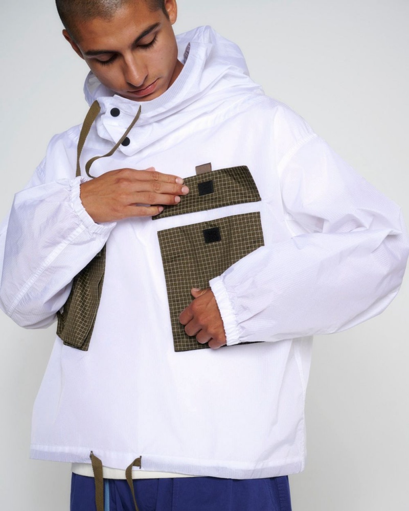 White Brain Dead Translucent Military Smock Jacket | USA LWYH42593