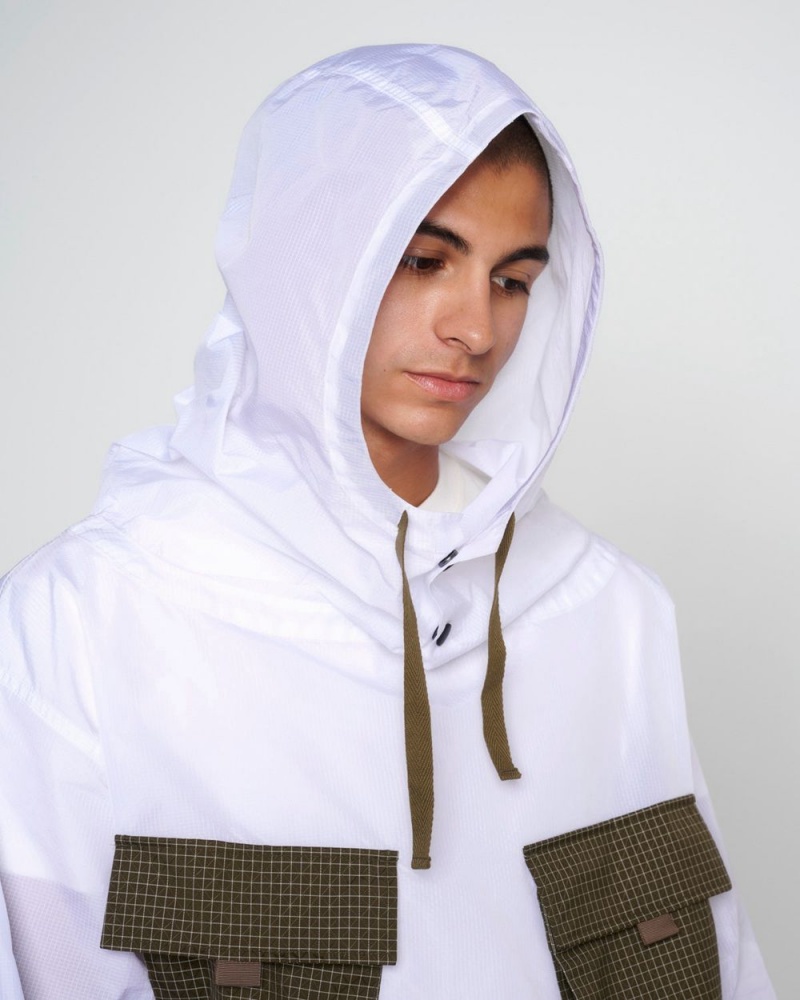 White Brain Dead Translucent Military Smock Jacket | USA LWYH42593