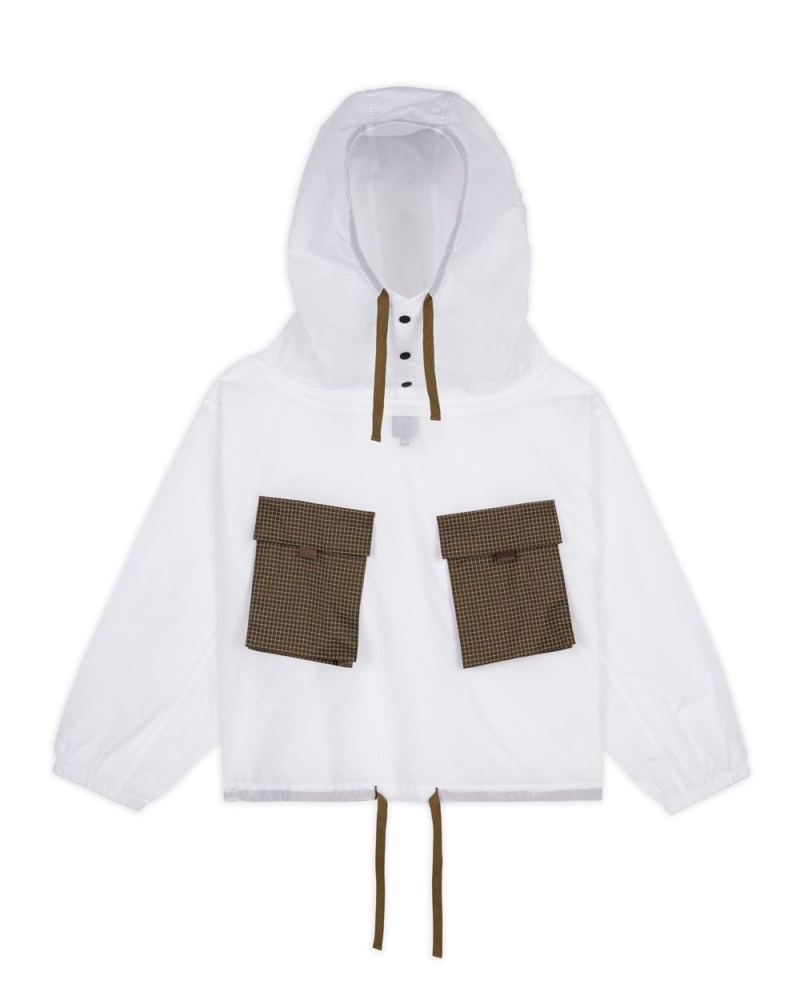 White Brain Dead Translucent Military Smock Jacket | USA LWYH42593