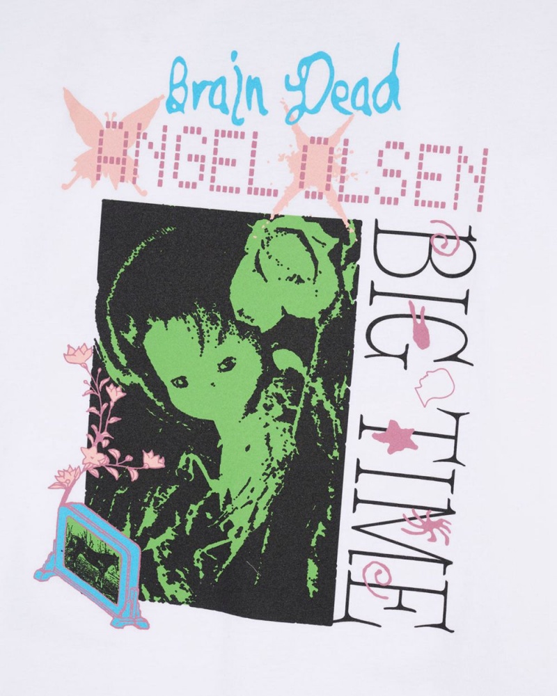 White Brain Dead X Angel Olsen Big Time T-Shirt | USA FODI36208