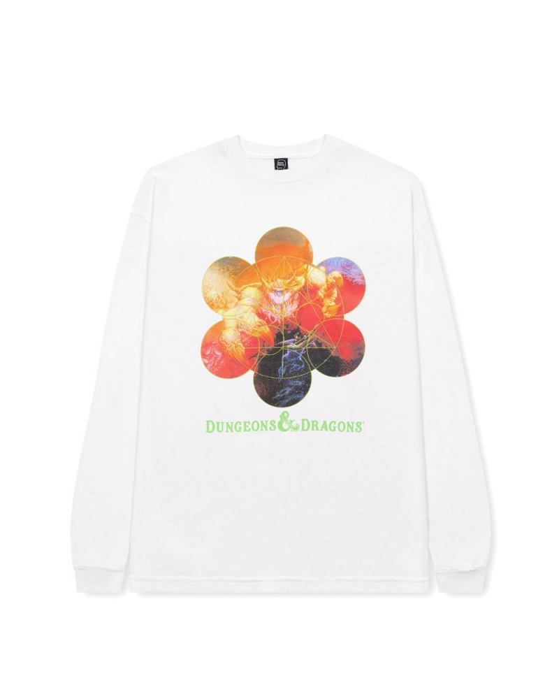 White Brain Dead X Dungeons & Dragons Dungeon Vortex Long Sleeve T-Shirt | USA MIOS86724