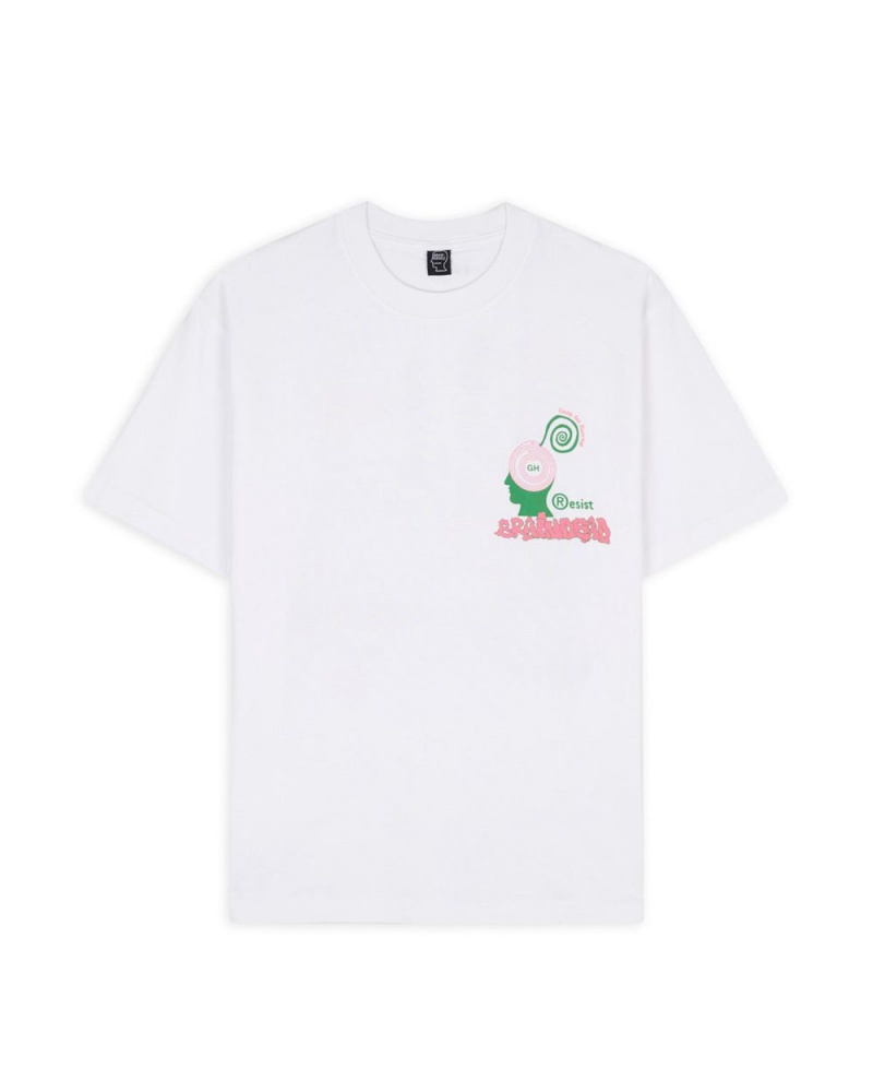 White Brain Dead X Goodhood Resist T-Shirt | USA GOQU73509