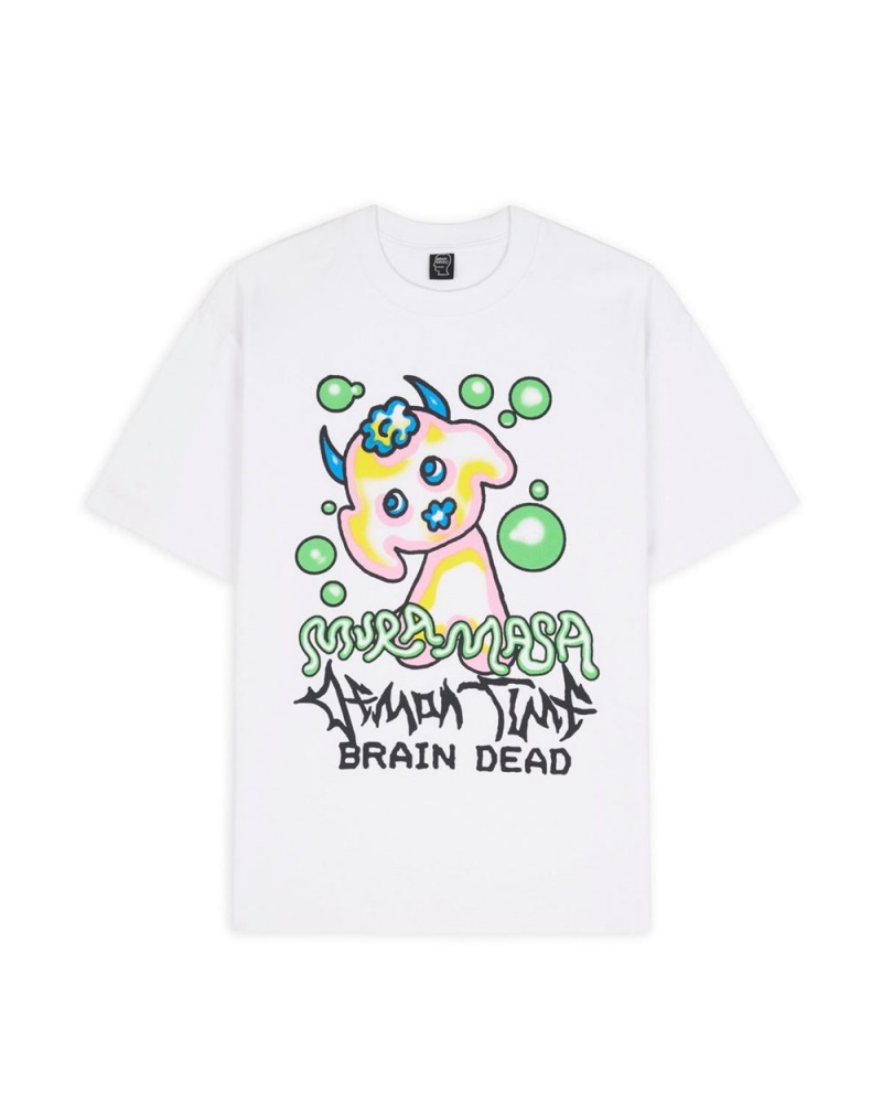 White Brain Dead X Mura Masa Demon Time T-Shirt | USA QPBO65093