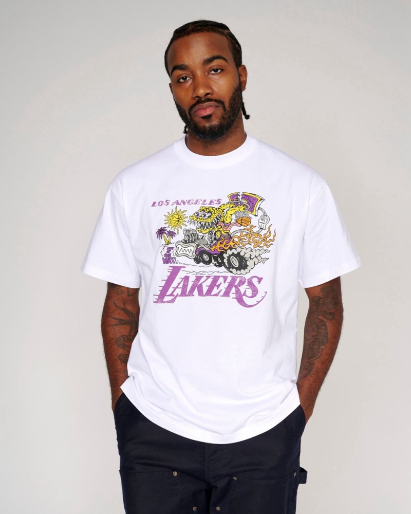 White Brain Dead X NBA Los Angeles Lakers T-Shirt | USA WXUB20576