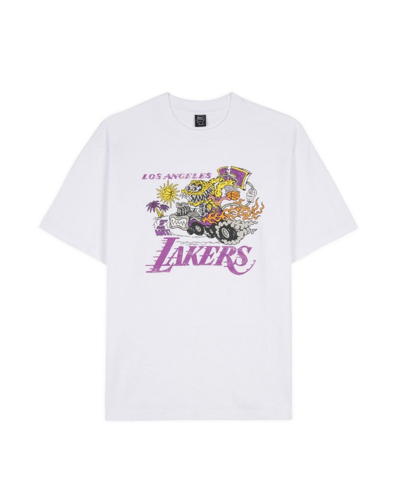 White Brain Dead X NBA Los Angeles Lakers T-Shirt | USA WXUB20576