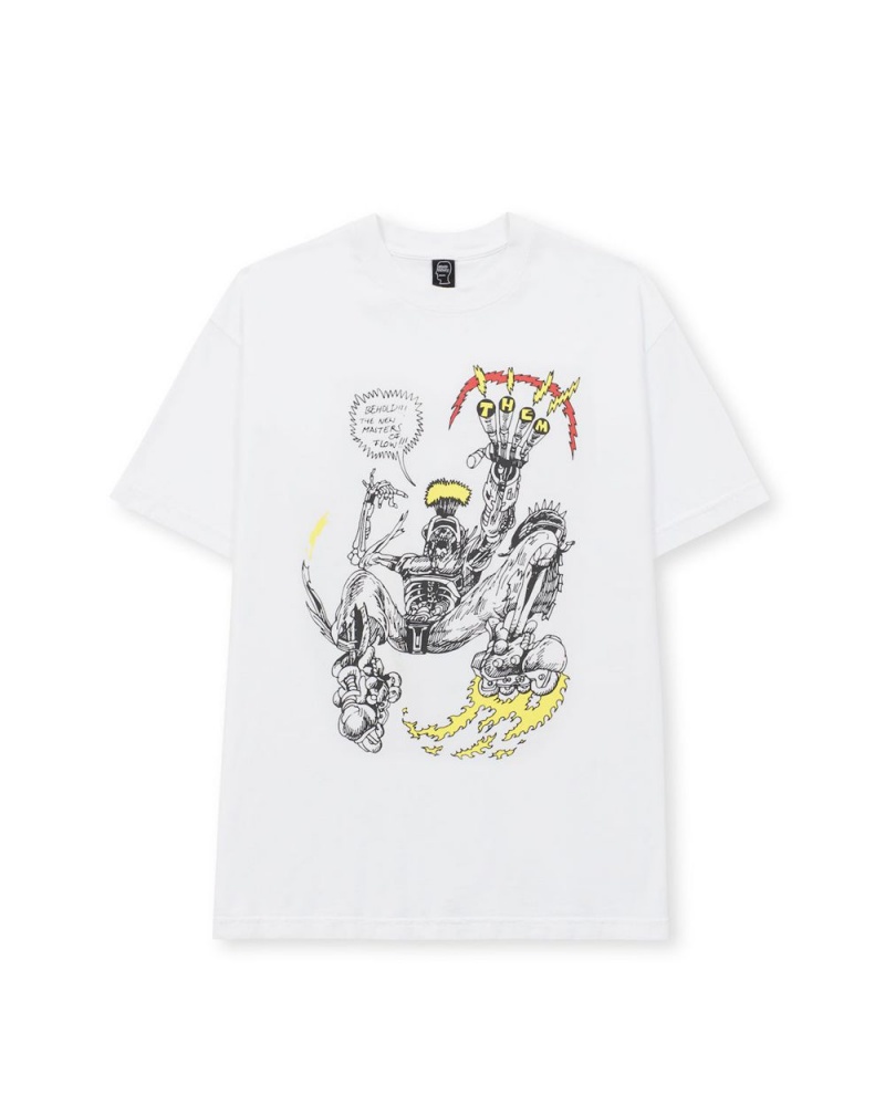 White Brain Dead X Them Masters Of Flow T-Shirt | USA ZVYP85026