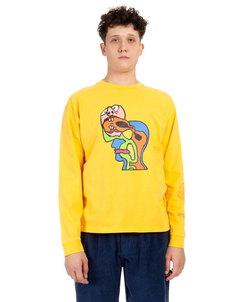 Yellow Brain Dead Brain Eater Long Sleeve T-Shirt | USA ARWF20376