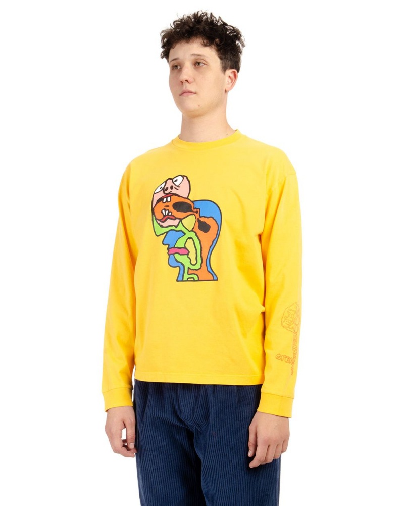 Yellow Brain Dead Brain Eater Long Sleeve T-Shirt | USA ARWF20376